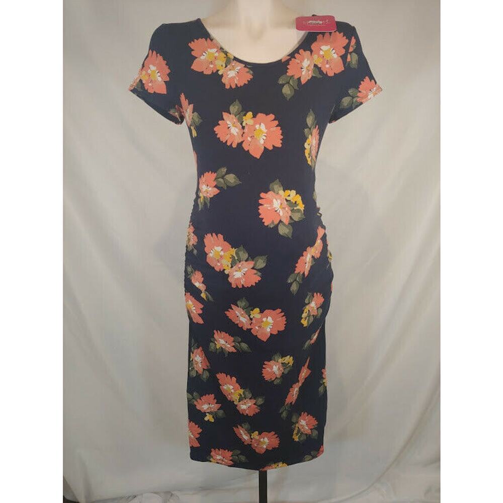 New Target Ingrid & Isabel Navy Blue Floral Maternity Dress Size Small